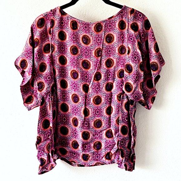 ANTHROPOLOGIE Maeve Purple Medallion Swing Top Printed Blouse Size Small - Picture 5 of 8